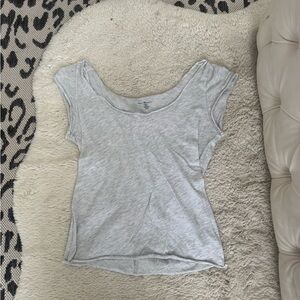 Brandy Melville Light Heather Gray Scoop Neck Short Sleeve Tee